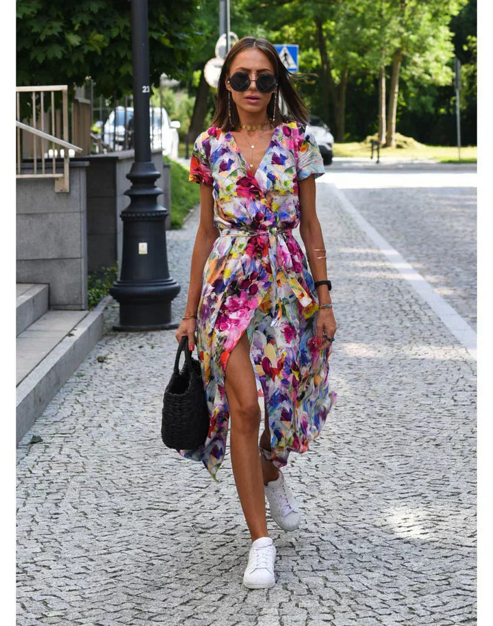 Anna | Floral Wrap Midi Dress