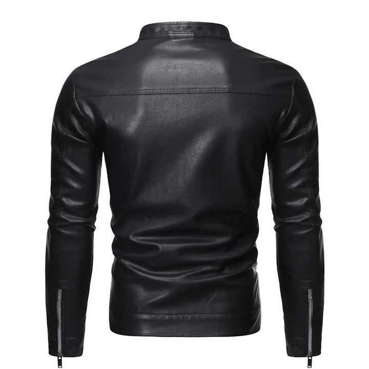 Travis | Leather Jacket with Stand Collar