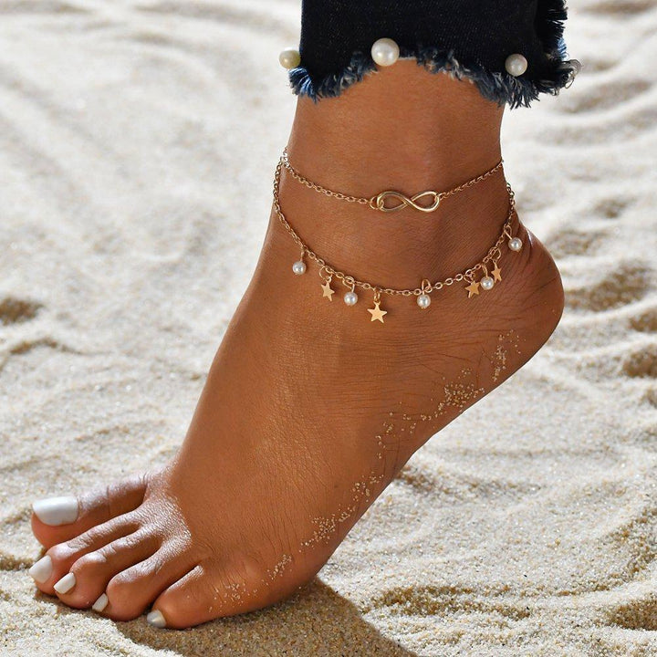 Brenda | Infinity Anklet Bracelet + Pearls and Stars
