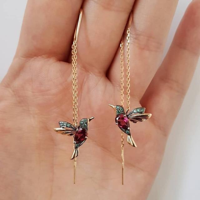 Maria | Hummingbird Enamel and Zirconia Earrings
